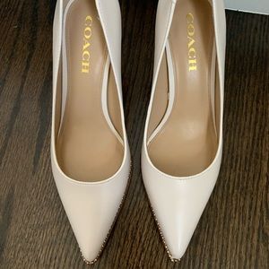 Coach white leather pumps